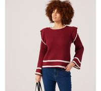 Izabel London Frill Detail Contrast Edge Jumper RED SIZE 10