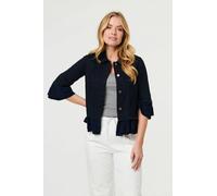 Izabel London Frilled Hem 3/4 Flare Sleeve Shirt - 8 - Navy