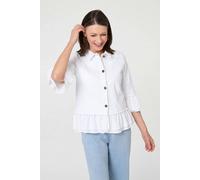 Izabel London Frilled Hem 3/4 Flare Sleeve Shirt - 8 - White