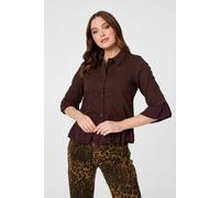 Izabel London Frilled Hem 3/4 Flare Sleeve Shirt - 14 - Brown