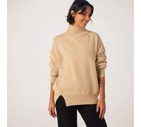 Izabel London Funnel Neck Button Detail Jumper BEIGE SIZE 10