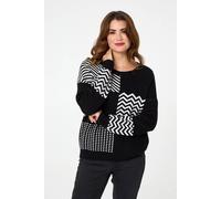 Izabel London Geo Print Drop Shoulder Relaxed Jumper In Black Black 12