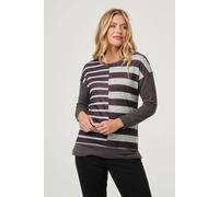 Izabel London Geo Print Drop Shoulder Sweatshirt In Grey Grey 18