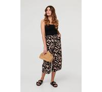 Izabel London Geo Print High Waist Cropped Trousers Multi