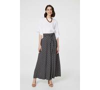 Izabel London Geo Print High Waist Palazzo Trousers - Navy - 10