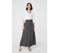 Izabel London Geo Print High Waist Palazzo Trousers - Navy - 14