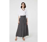 Izabel London Geo Print High Waist Palazzo Trousers - Navy - 16