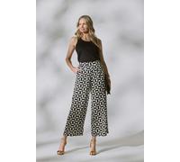 Izabel London Geo Print High Waist Wide Leg Trousers - Black - 14