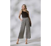 Izabel London Geo Print High Waist Wide Leg Trousers - Black - 8