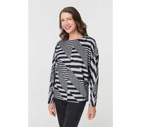 Izabel London Women's Geo Print Long Batwing Sleeve Top in Grey | Size: 12 Izabel London Grey 12