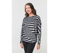 Izabel London Women's Geo Print Long Batwing Sleeve Top in Grey | Size: 16 Izabel London Grey 16