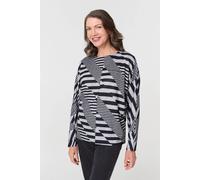 Izabel London Geo Print Long Batwing Sleeve Top In Grey Grey 12