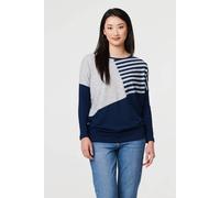 Izabel London Geo Print Long Sleeve Drop Shoulder Top In Blue Blue 8