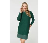 Izabel London Geo Print Long Sleeve Short Jumper Dress - S - Green