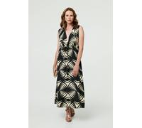 Izabel London Geo Print Sleeveless Maxi Dress - Black - S/M