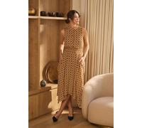 Izabel London Geo Print Sleeveless Midi Shirt Dress In Orange Orange 18