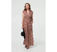 Izabel London Geo Print Sleeveless Tie Waist Jumpsuit - Red - S