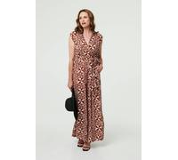 Izabel London Geo Print Sleeveless Tie Waist Jumpsuit - Red - S