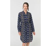 Izabel London Geo Print Tie Waist Knee Length Dress - 8 - Blue
