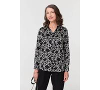 Izabel London Geo Print V-Neck Long Sleeve Shirt In Black Black 8