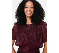 Izabel London Glitter Mesh Ruched Semi Sheer Crop Top In Pink Pink 16