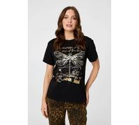 Izabel London Graphic Print Metallic Detail T-Shirt - 10 - Black