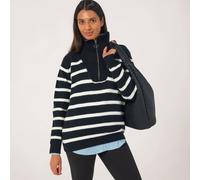 Izabel London Half Zip Stripe Jumper BLACK SIZE 10