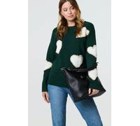 Heart Embellished Slim Jumper Izabel London Green 12