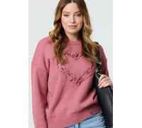 Izabel London Heart Pearl Embellished Jumper For Women UK with ruffles, pearl details and drop shoulders. Pink