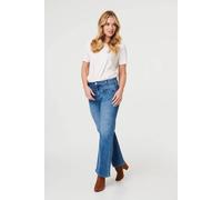 Izabel London Heart Pocket Detail Straight Leg Jeans In Blue Blue
