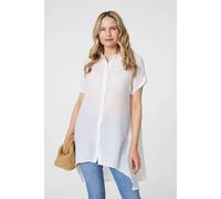 Izabel London High Low Longline Button-Up Shirt In White White 12