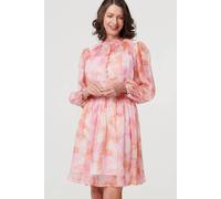 Izabel London High Neck Semi Sheer Short Dress In Pink Pink 16