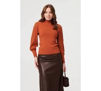Izabel London High Neck Textured Long Sleeve Jumper In Burnt Orange Burnt Orange S