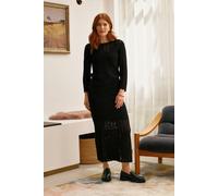 Izabel London High Waist Crochet Knit Midi Skirt - Black - 8