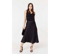 Izabel London High Waist Elasticated A-Line Midi Skirt In Black Black 16