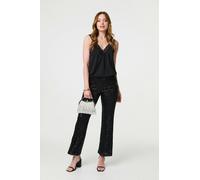 High Waist Flared Sequin Trousers Izabel London Black 8