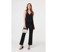 Izabel London High Waist Flared Sequin Trousers In Black Black 8