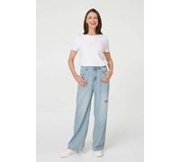 Izabel London High Waist Ripped Detail Relaxed Jeans - 8 - Blue