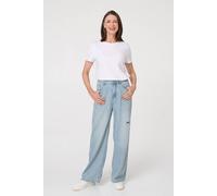 Izabel London High Waist Ripped Detail Relaxed Jeans - 14 - Blue