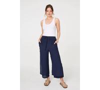 Izabel London High Waist Side Split Layered Trousers - Navy - 14