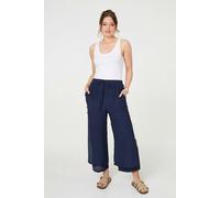 Izabel London Women's High Waist Side Split Layered Trousers in Blue | Size: 14 Izabel London Blue 14