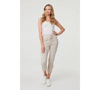 Izabel London High Waist Slim Fit Cropped Cargo Pants In White White XL