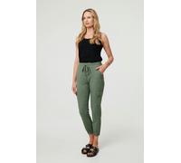 Izabel London Women's High Waist Slim Fit Cropped Cargo Pants in Khaki | Size: XL Izabel London Khaki XL