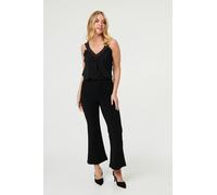 Izabel London High Waist Slim Flared Trousers - 16 - Black