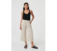 Izabel London High Waist Stretchy Crop Trousers - Beige - 8