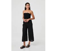 Izabel London High Waist Stretchy Crop Trousers - Black - 8