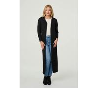 Hooded Open Front Longline Coat Izabel London Black 18