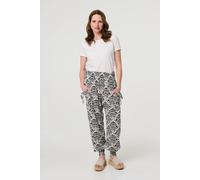 Izabel London Ikat Print High Waist Tapered Harem Pants In Blue Blue 12