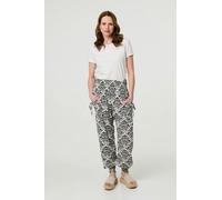 Izabel London Ikat Print High Waist Tapered Harem Pants - Navy - 12
