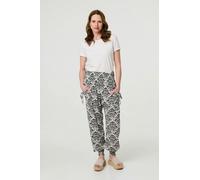 Izabel London Ikat Print High Waist Tapered Harem Pants - Navy - 16